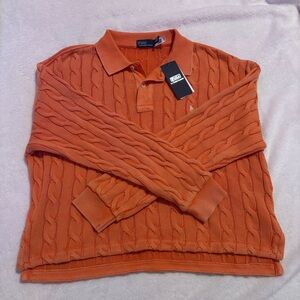 Ralph Lauren orange cable knit sweater NWT